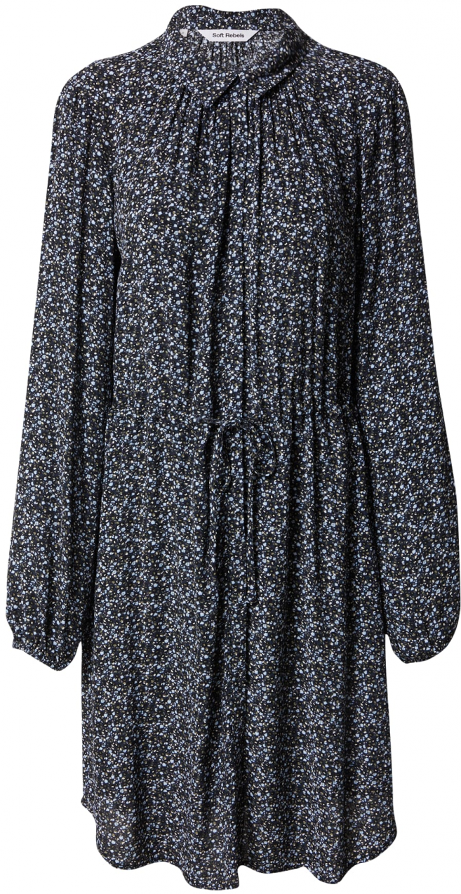 Soft Rebels Košeľové šaty 'Anna'  námornícka modrá / svetlomodrá / kaki