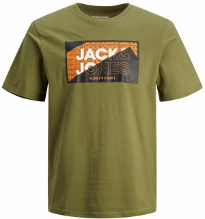 JACK & JONES Tričko  olivová / oranžová / čierna / biela