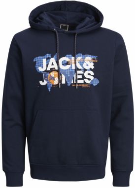 JACK & JONES Mikina 'Dust'  námornícka modrá / dymovo modrá / oranžová / biela