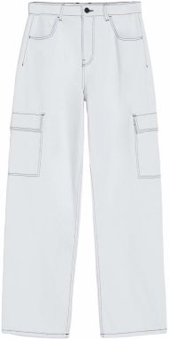 Bershka Rifľové kapsáče  šedobiela