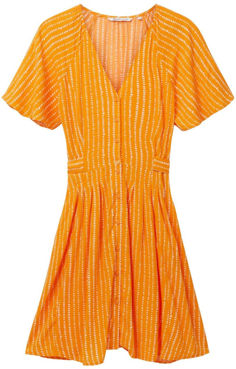 TOM TAILOR DENIM Košeľové šaty  oranžová / biela