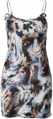 WEEKDAY Letné šaty 'Yui'  enciánová / svetlohnedá / tmavohnedá / šedobiela