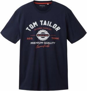 TOM TAILOR Tričko  tmavomodrá / mandarínková / biela