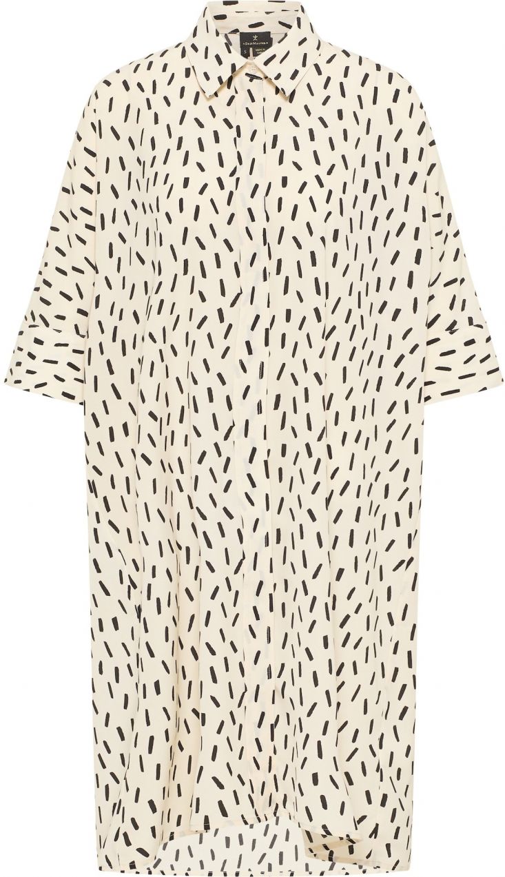 DreiMaster Klassik Košeľové šaty  čierna / biela ako vlna