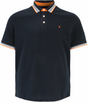 Jack & Jones Plus Tričko 'Paulos'  námornícka modrá / oranžová / šedobiela