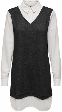 JDY Košeľové šaty 'TONSY'  čierna melírovaná / biela