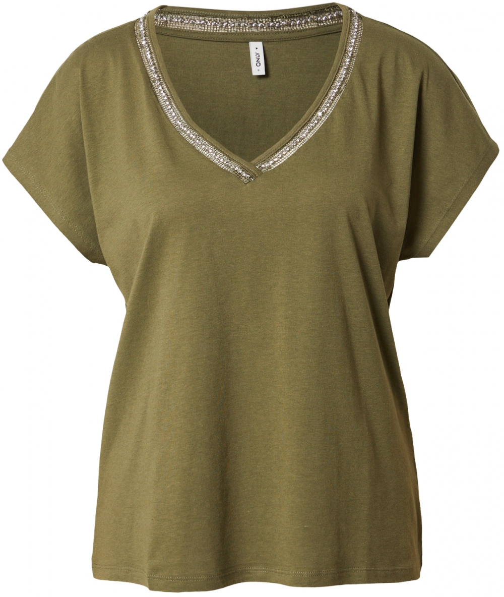 ONLY Tričko 'LULU'  tmavozelená / strieborná