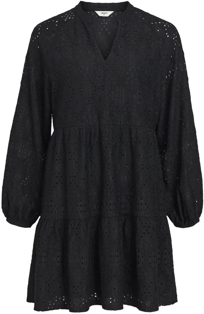 OBJECT Šaty 'Broderie Anglaise'  čierna