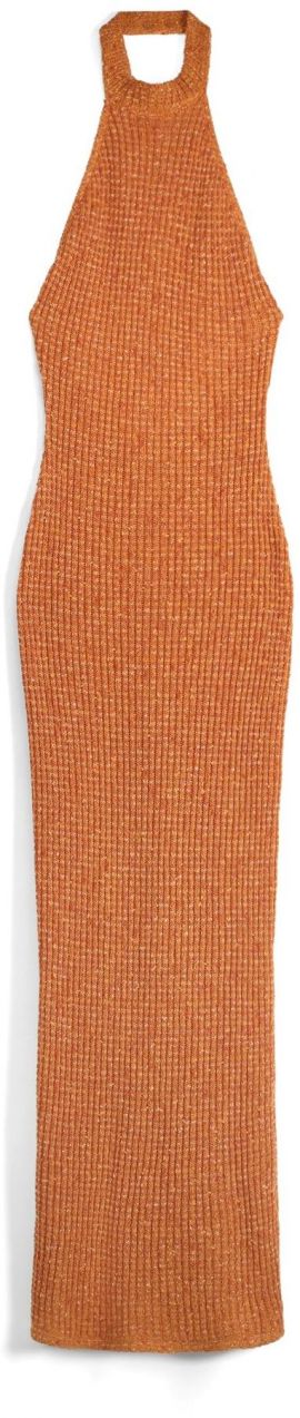 Bershka Pletené šaty  oranžová / strieborná