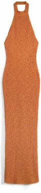 Bershka Pletené šaty  oranžová / strieborná