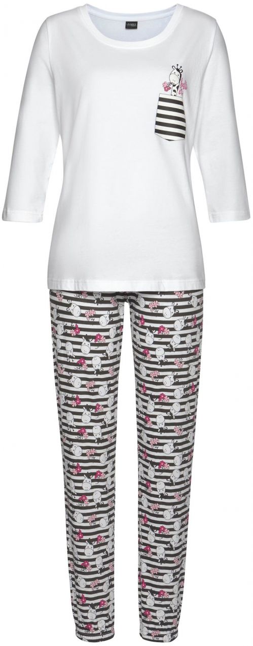 VIVANCE Pyžamo  čierna / biela