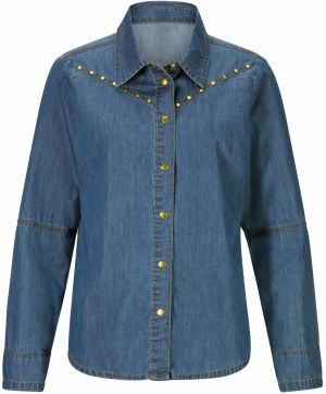 heine Blúzka  modrá denim / zlatá žltá