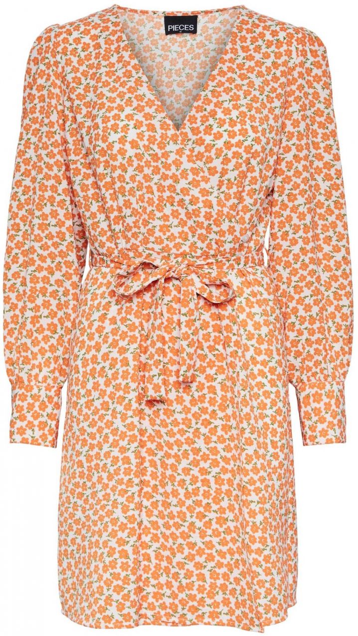 PIECES Šaty 'JOE'  zelená / oranžová / biela