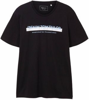 TOM TAILOR DENIM Tričko  svetlomodrá / čierna / biela