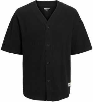 JACK & JONES Kardigán 'Team Baseball'  čierna / biela