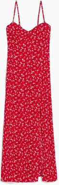 Bershka Letné šaty  červená / biela