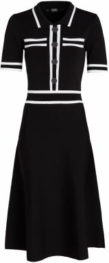 Karl Lagerfeld Šaty 'Polo Knit'  čierna / biela