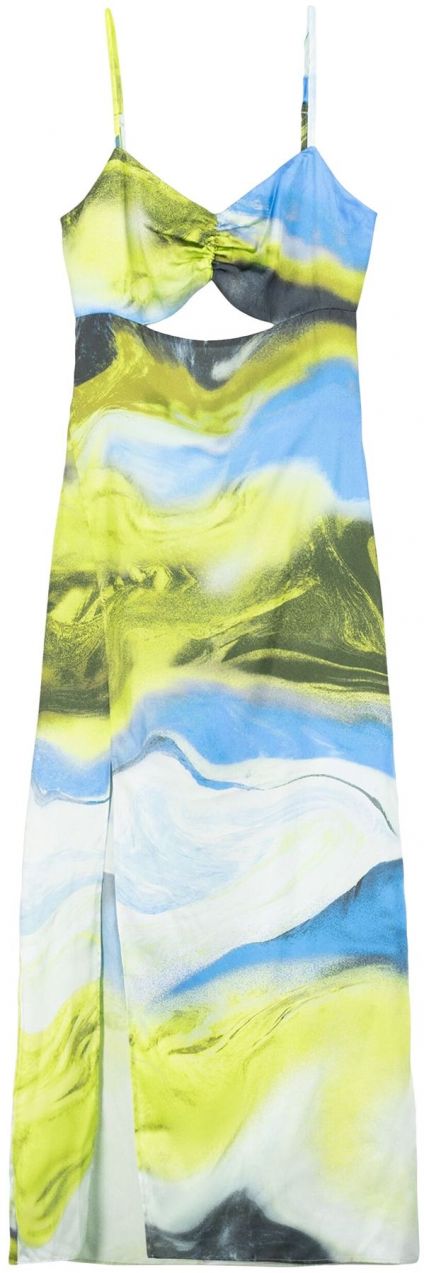 Bershka Šaty  modrá / svetlomodrá / svetlozelená / tmavozelená