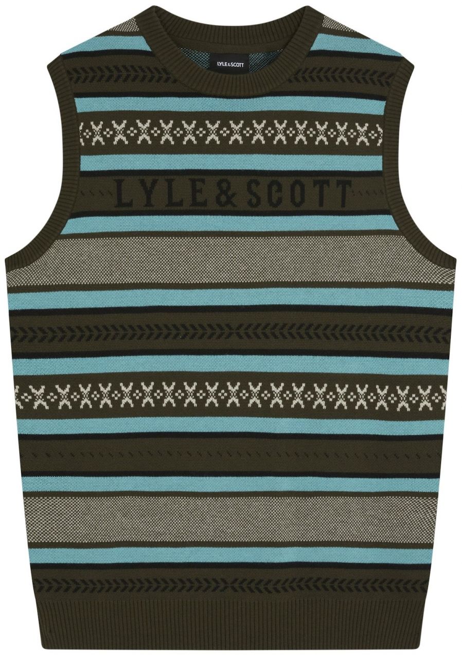 Lyle & Scott Vesta 'Glenn'  tyrkysová / tmavozelená / biela