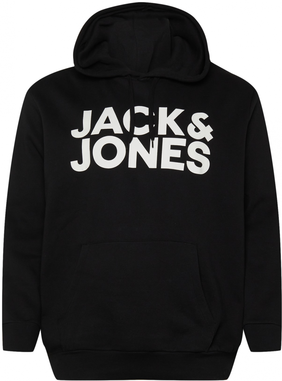 Jack & Jones Plus Mikina 'Ecorp'  čierna / biela