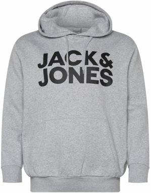 Jack & Jones Plus Mikina 'Ecorp'  sivá melírovaná / čierna