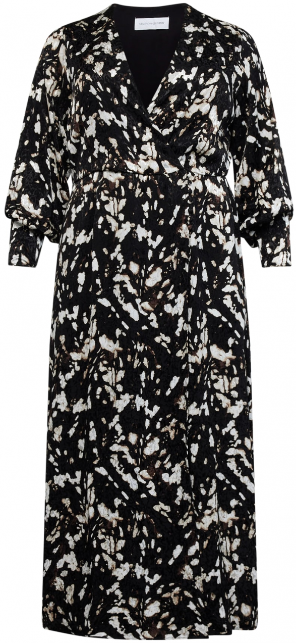 Selected Femme Curve Šaty 'JUSTINE'  tmavohnedá / strieborná / biela