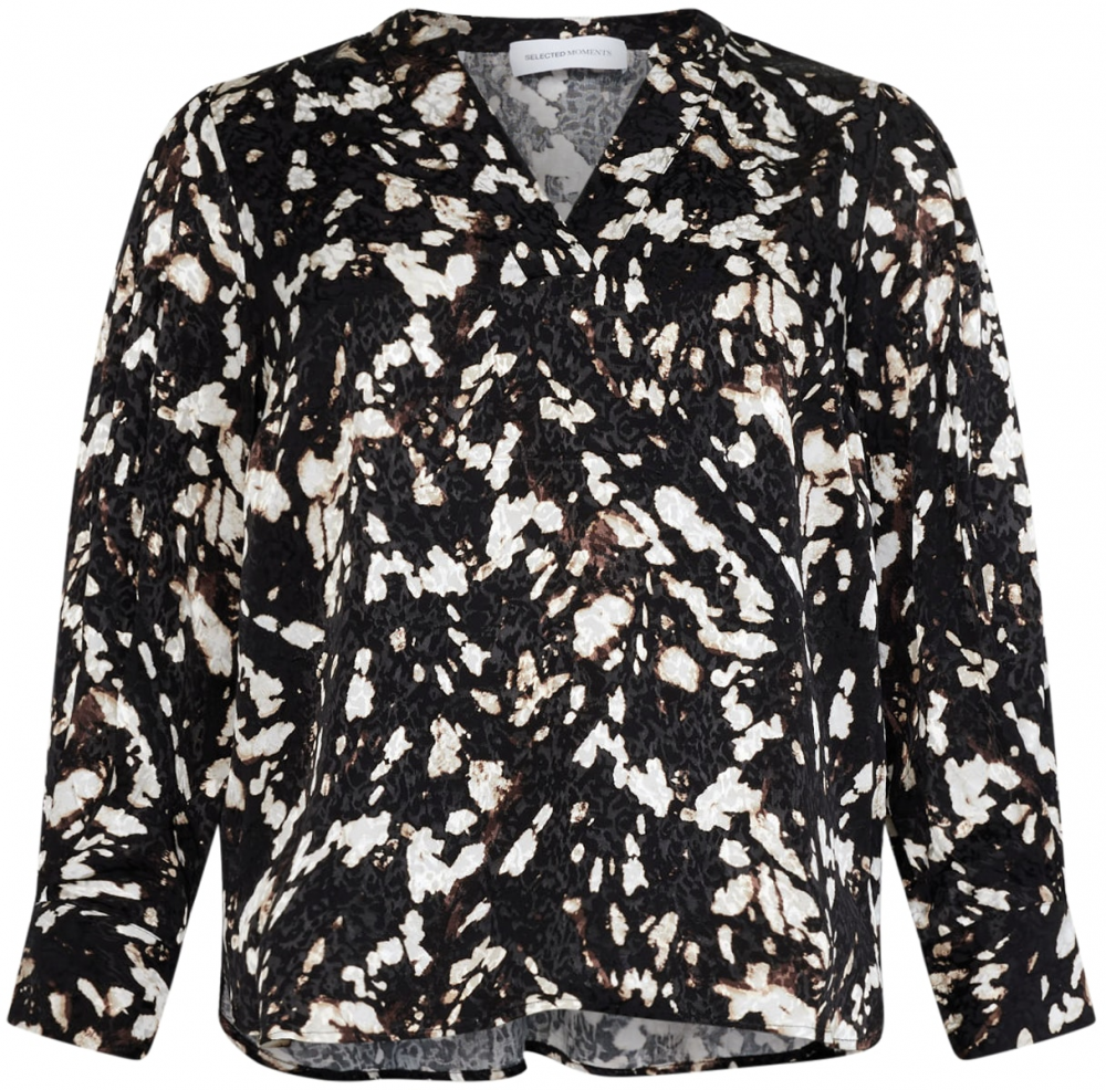 Selected Femme Curve Blúzka 'JUSTINE'  hnedá / tmavohnedá / biela