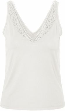 PIECES Top 'LACY'  strieborná / biela