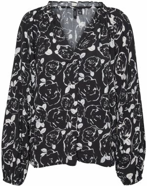 VERO MODA Blúzka 'MARISOL'  čierna / biela