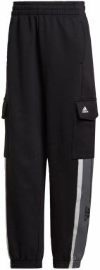 ADIDAS SPORTSWEAR Športové nohavice 'Essentials Pin Stripe Block Fleece '  sivá / čierna / biela