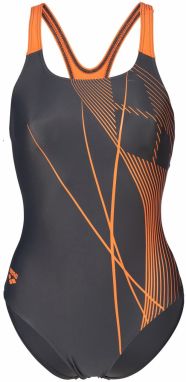 ARENA Športové jednodielne plavky 'BRANCH'  tmavomodrá / oranžová