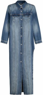 Bershka Košeľové šaty  modrá denim