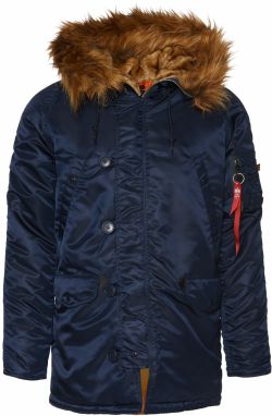 ALPHA INDUSTRIES Zimná parka 'N3B VF 59'  tmavomodrá / hnedá / jasne červená / biela