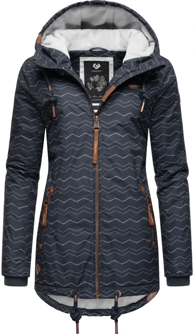 Ragwear Zimná bunda 'Zuzka'  tmavomodrá / hnedá / biela