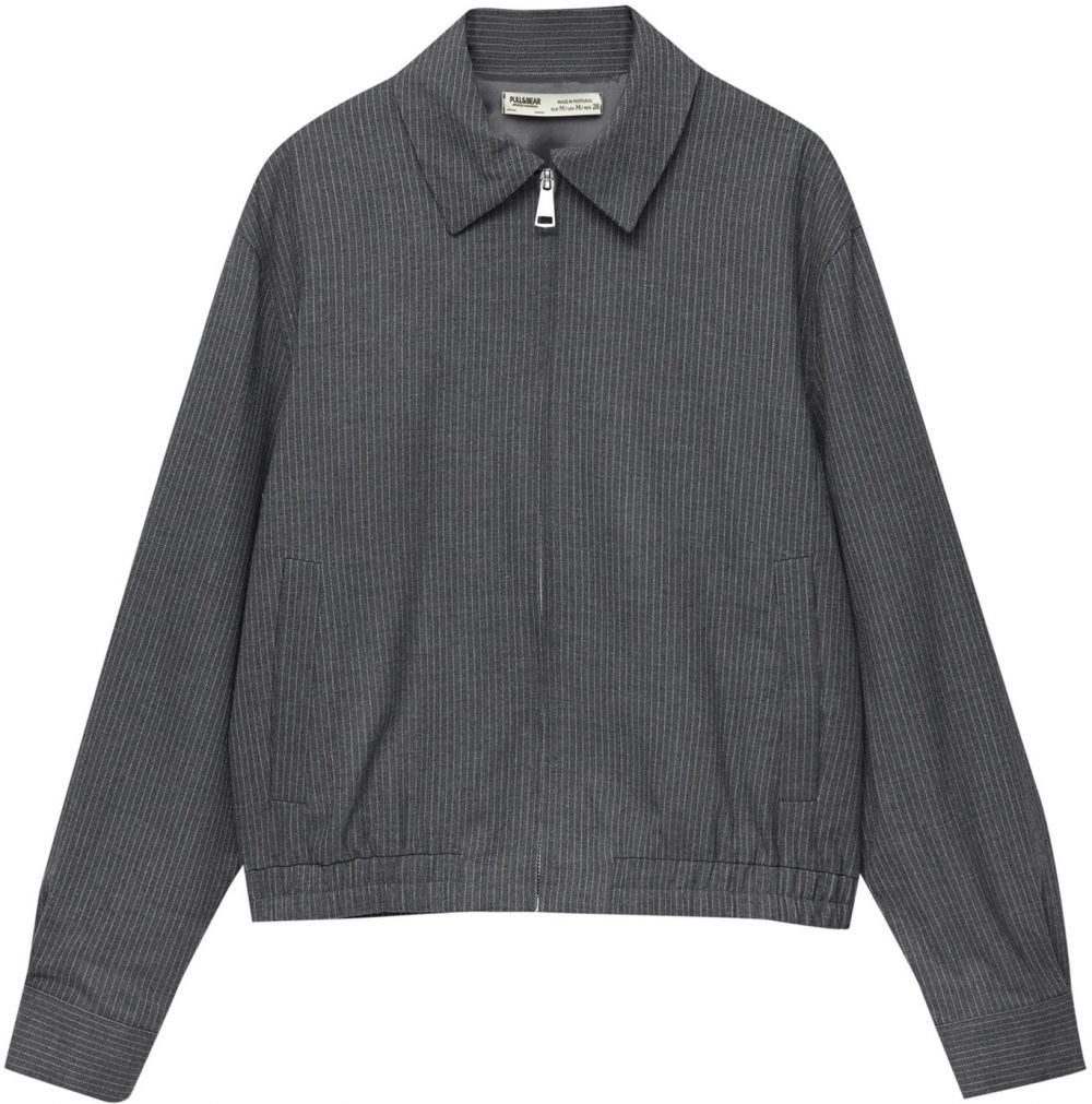 Pull&Bear Prechodná bunda  sivá / biela