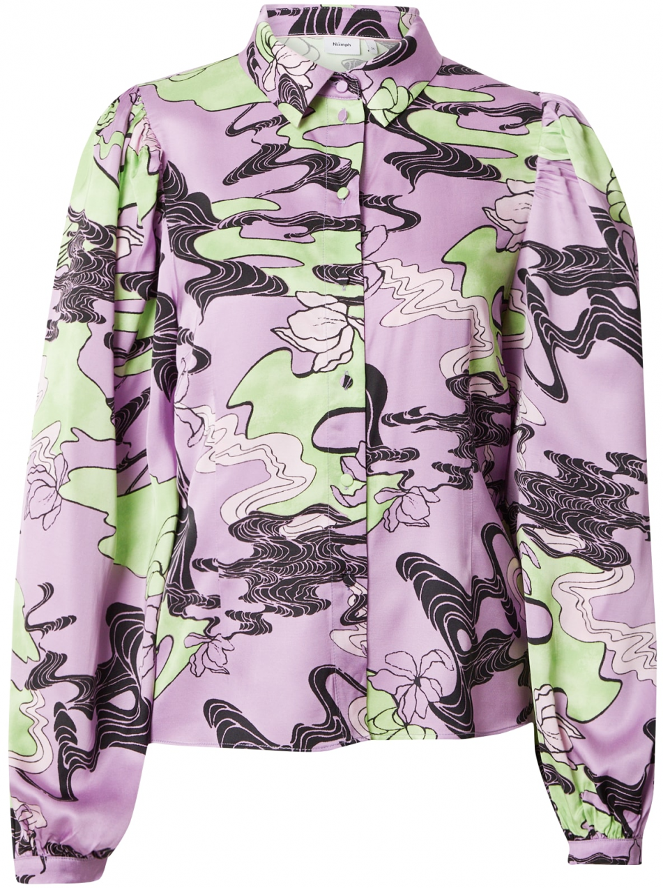 NÜMPH Blúzka 'WANDA'  svetlozelená / orgovánová / svetlofialová / čierna