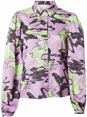 NÜMPH Blúzka 'WANDA'  svetlozelená / orgovánová / svetlofialová / čierna