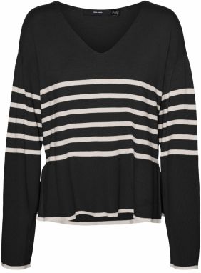 VERO MODA Sveter 'HAPPINESS'  svetlobéžová / čierna