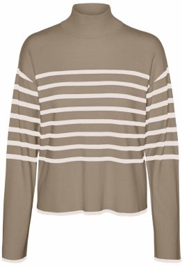 VERO MODA Sveter 'NEW HAPPINESS'  krémová / hnedá