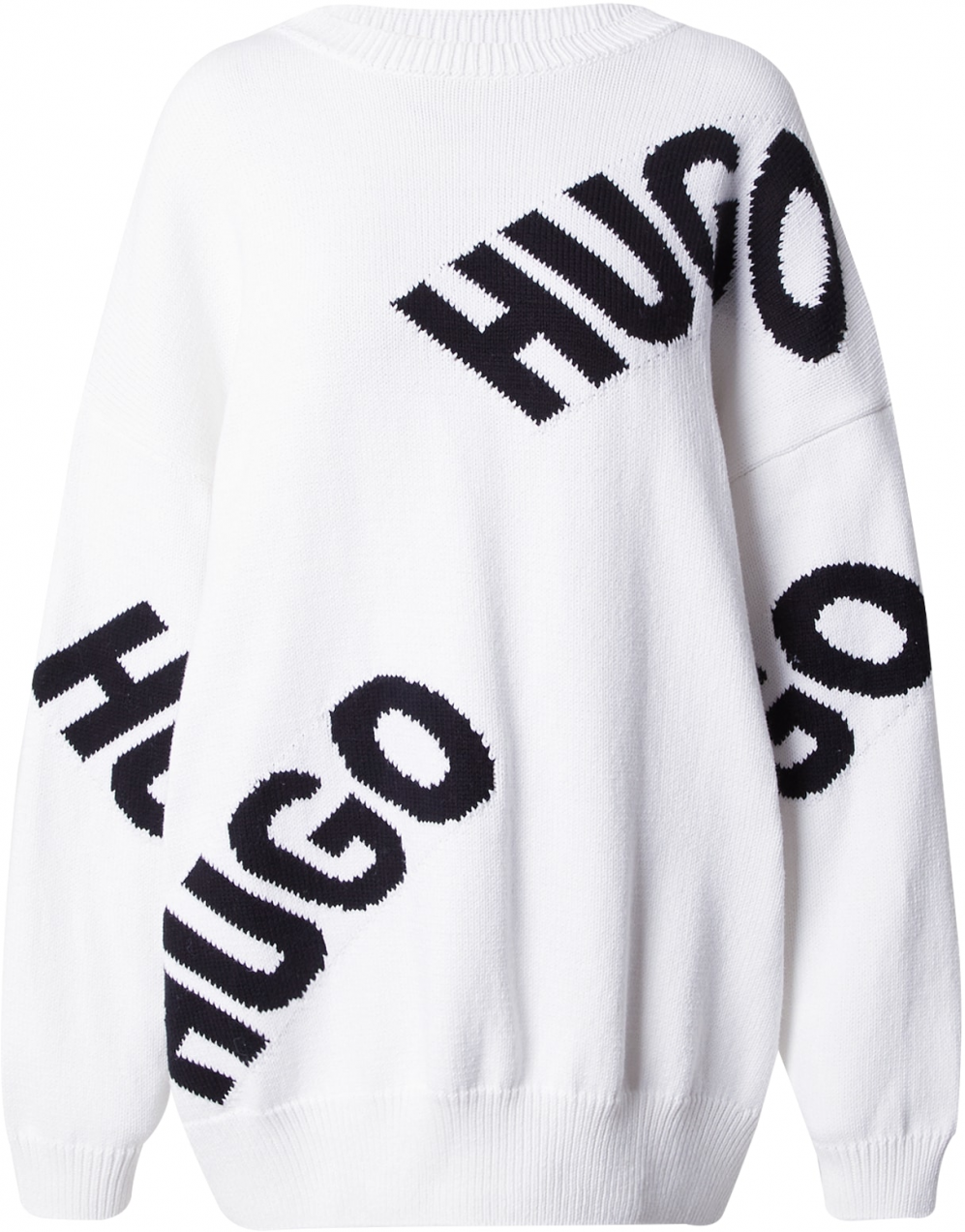 HUGO Oversize sveter 'Slaria'  čierna / šedobiela