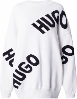 HUGO Oversize sveter 'Slaria'  čierna / šedobiela