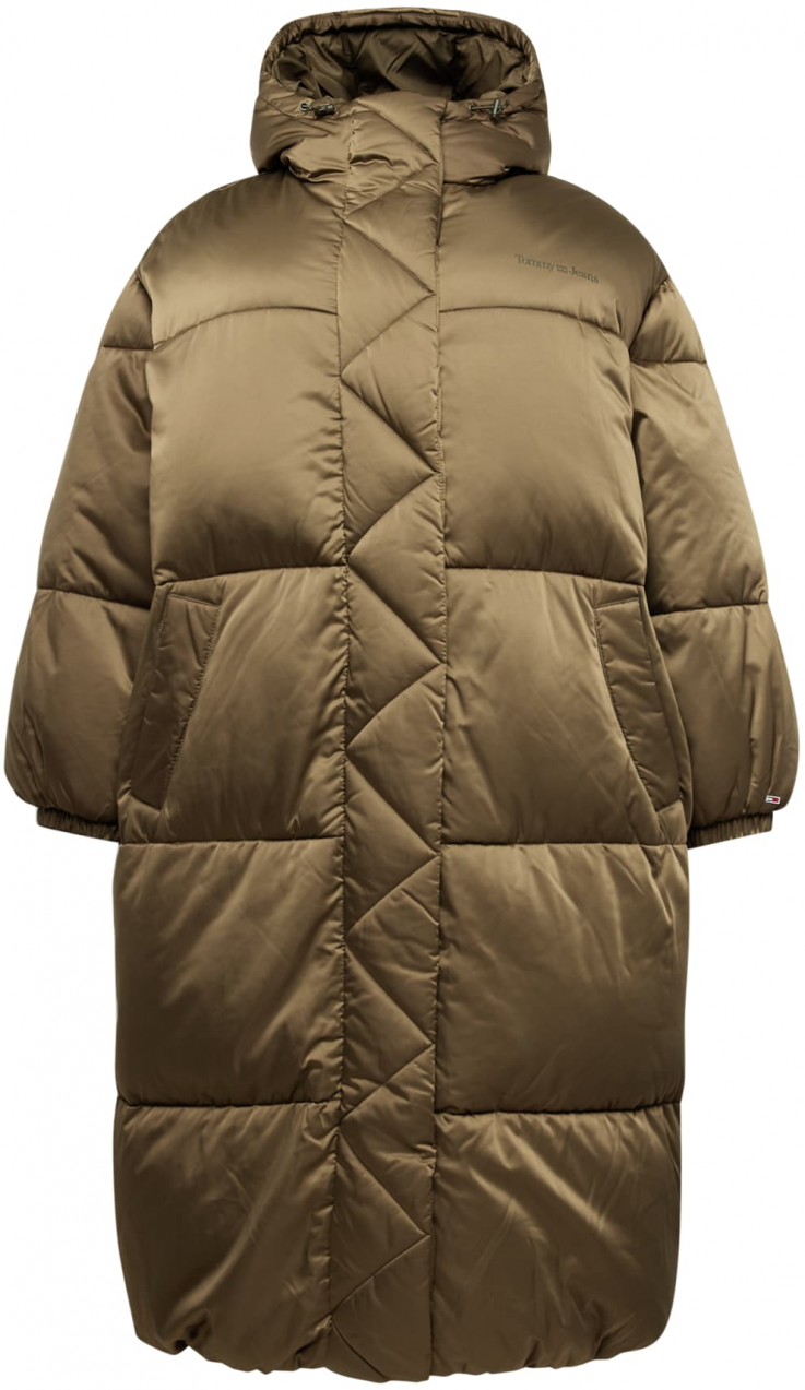 Tommy Jeans Curve Zimný kabát  olivová