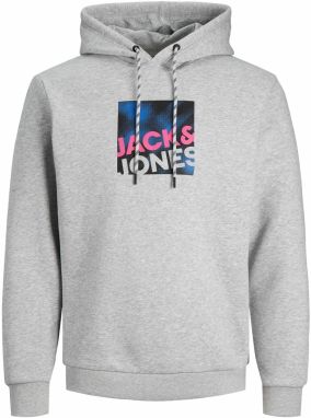 JACK & JONES Mikina 'Logan'  modrá / sivá melírovaná / ružová / čierna