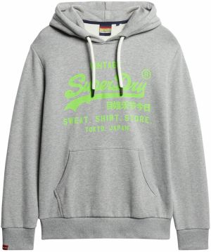 Superdry Mikina 'Vintage'  sivá melírovaná / neónovo zelená