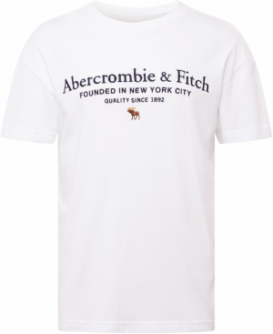 Abercrombie & Fitch Tričko  tmavomodrá / hnedá / zlatá žltá / biela