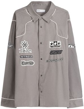 Bershka Košeľa  sivá / čierna / biela