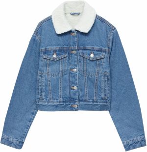 Pull&Bear Prechodná bunda  modrá denim / biela