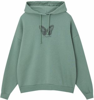 Pull&Bear Mikina  nefritová / čierna