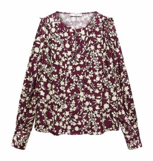 MANGO Blúzka 'BERRY'  krémová / tmavočervená / čierna