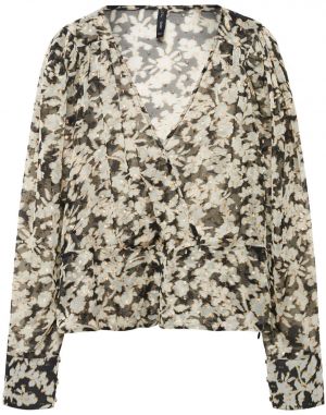 MANGO Blúzka 'YOUTH'  slonová kosť / karamelová / čierna